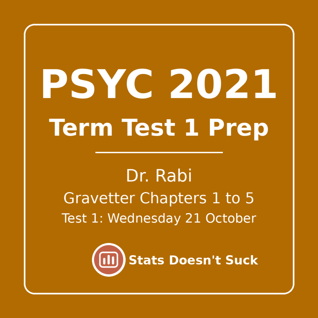 PSYC 2021 Term Test 1 Prep, Dr. Rabi, Gravetter Chapters 1 to 5